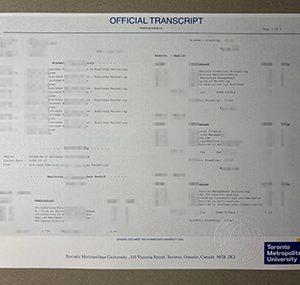 Toronto Metropolitan University transcript