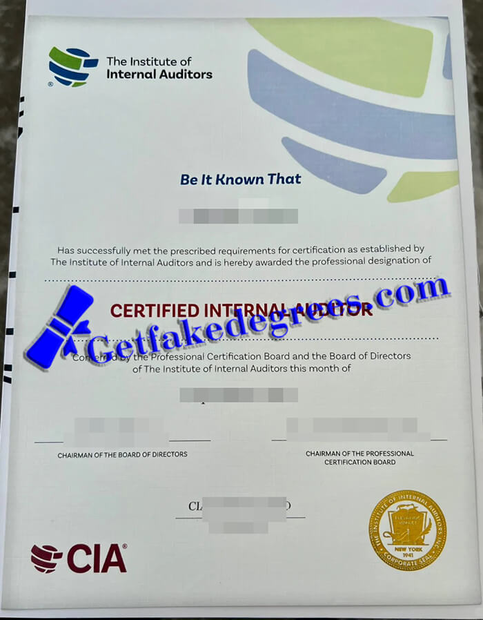 Certified Internal Auditor certificate