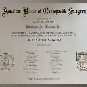 American Board of Orthopaedic Surgery certificate