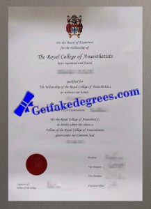 Royal College of Anaesthetists certificate